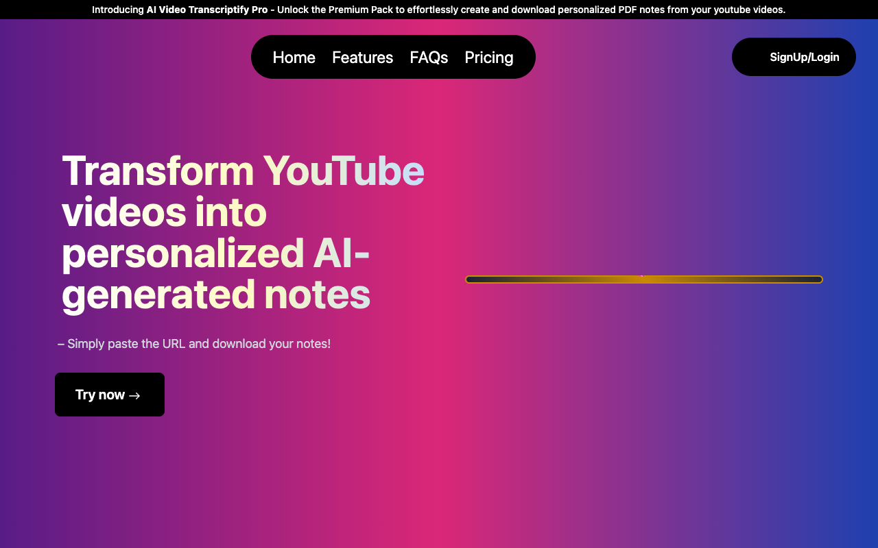 Video Transcriptfy - From Youtube Video to Notes in a Click