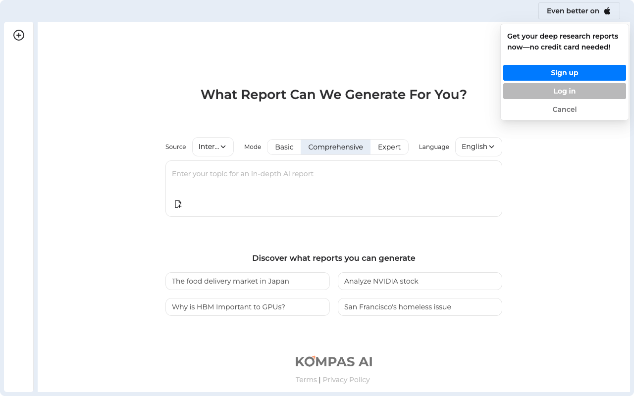 Kompas AI - Comprehensive AI Search for Professionals and Researchers