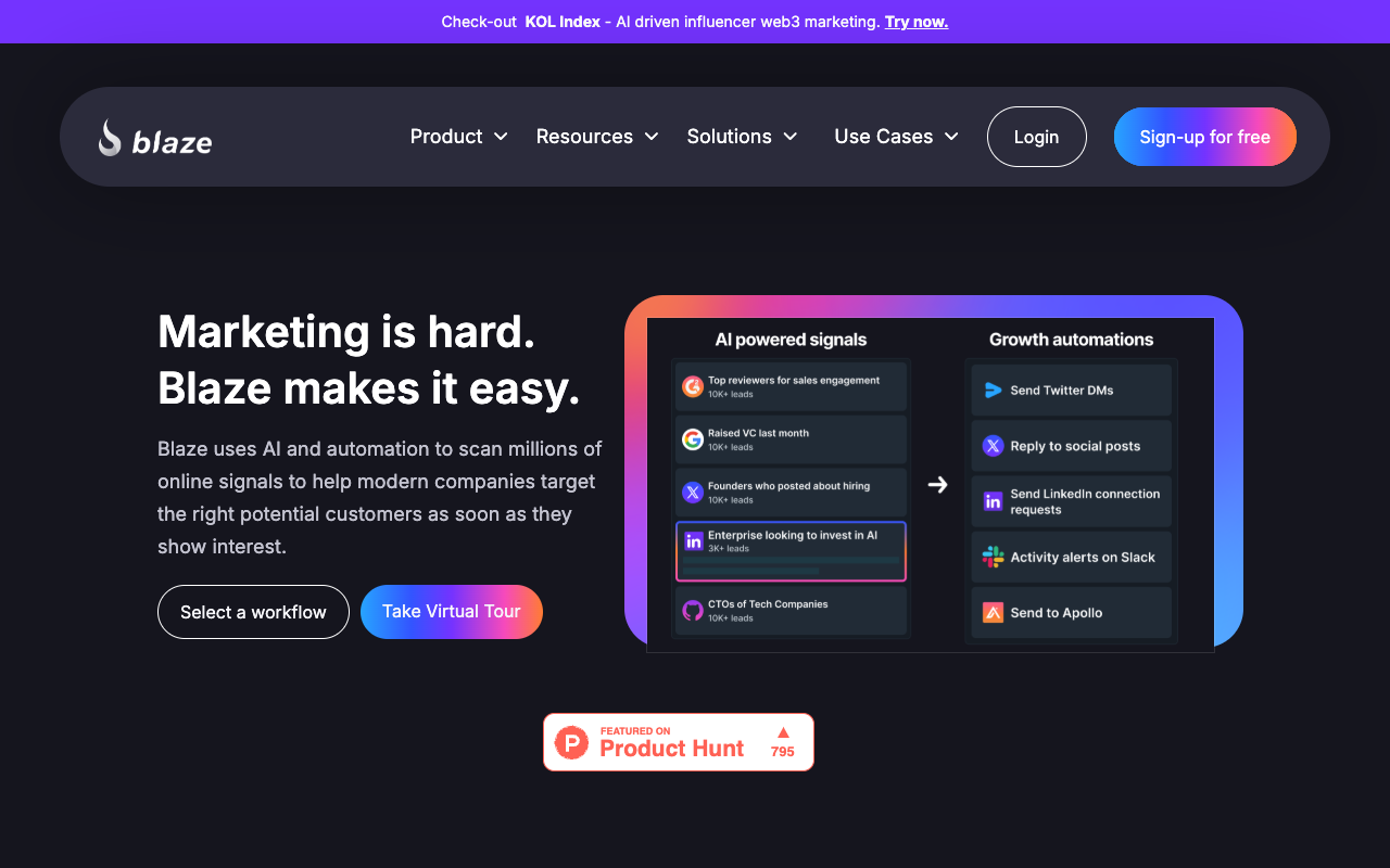 Blaze - Use AI to find high intent leads and trigger relevant outreach
