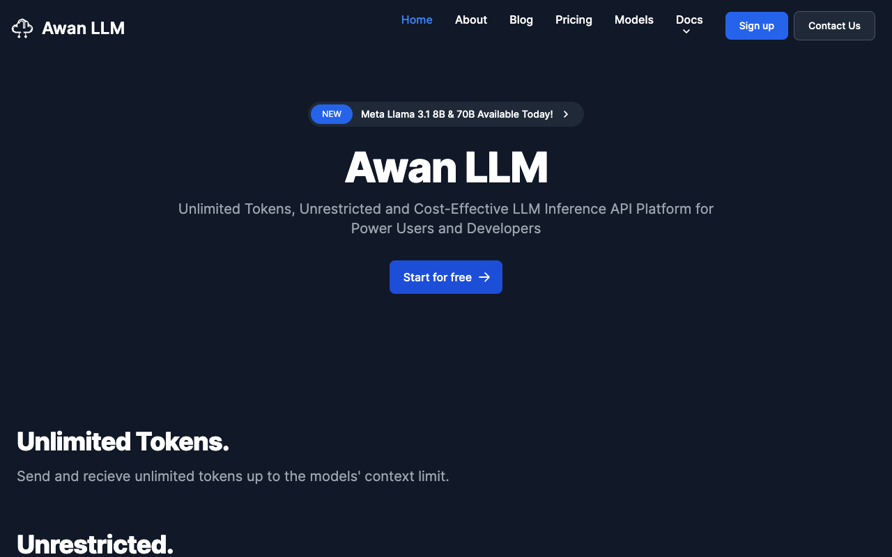 AwanLLM - Cost-Effective LLM Inference API for Startups & Developers