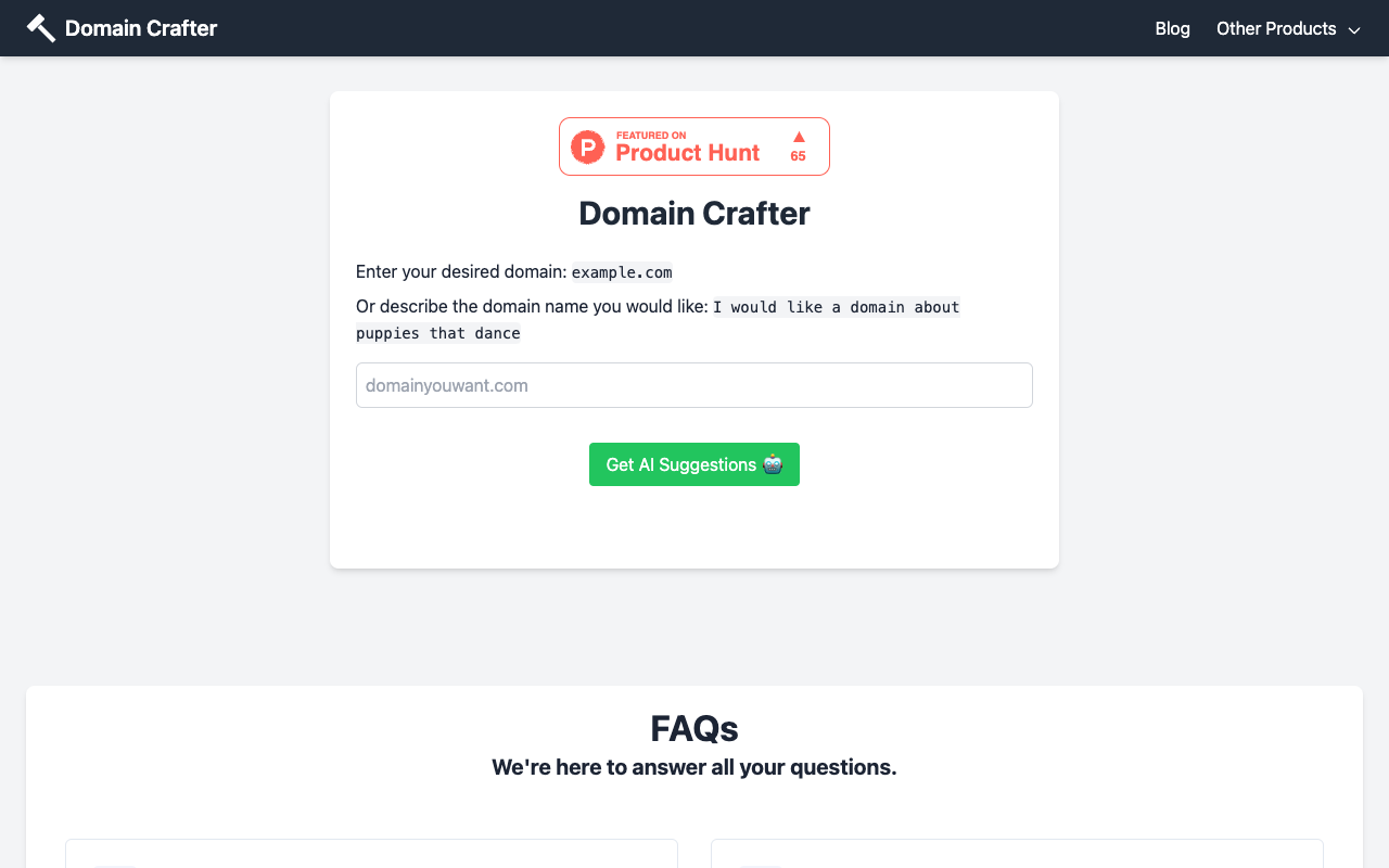 Domain Crafter - Unleash Your Next Winning Domain Name with AI