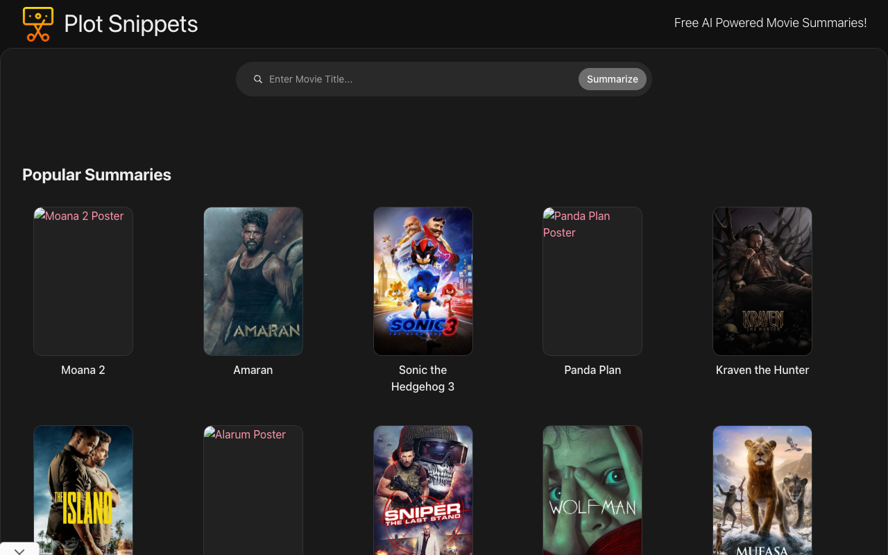 Plot Snippets - Your go-to app for quick spoiler-free movie summaries!