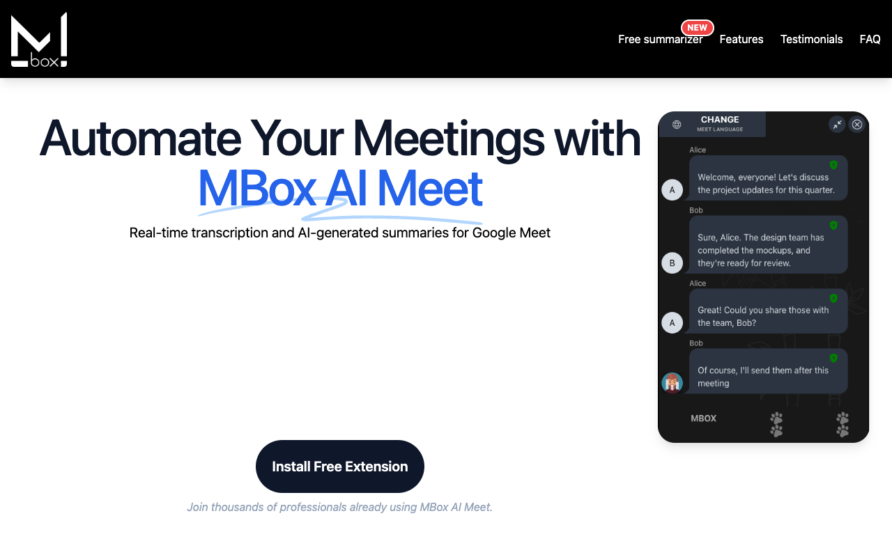 MBox AI Meet - Elevate Your Google Meet Experience with AI Transcription and Summaries