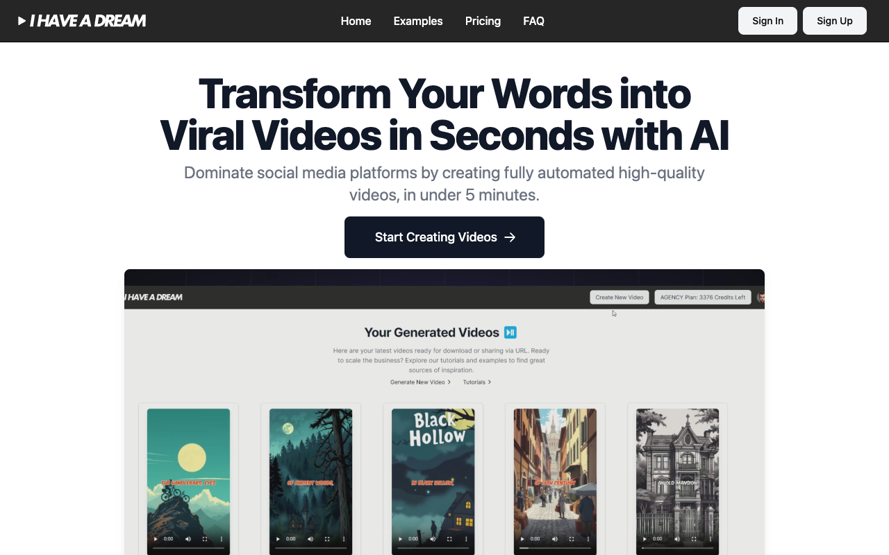 I Have a Dream - AI Video Creation Tool