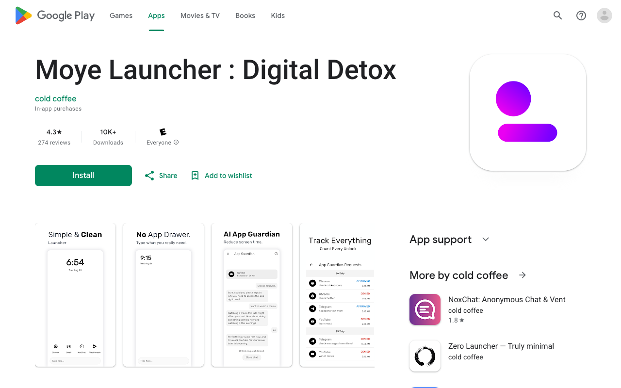 Moye Productivity Launcher - Your Minimalist AI-Powered Digital Detox Solution