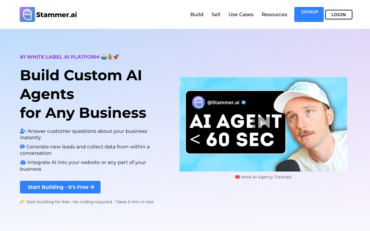Stammer.ai - Customizable AI Agent Dashboard for Building and Reselling