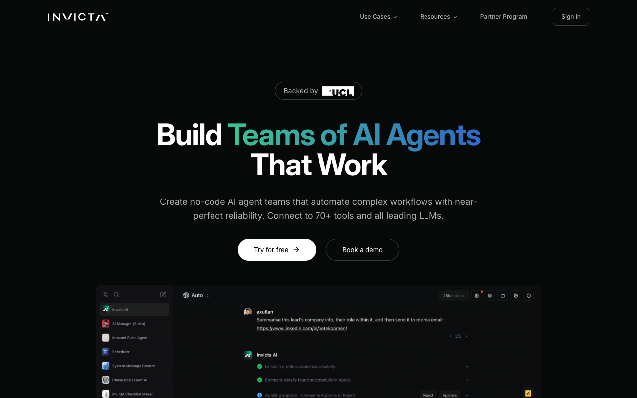 Invicta AI - Streamline Your Workflows with AI Agent Teams AI Automation