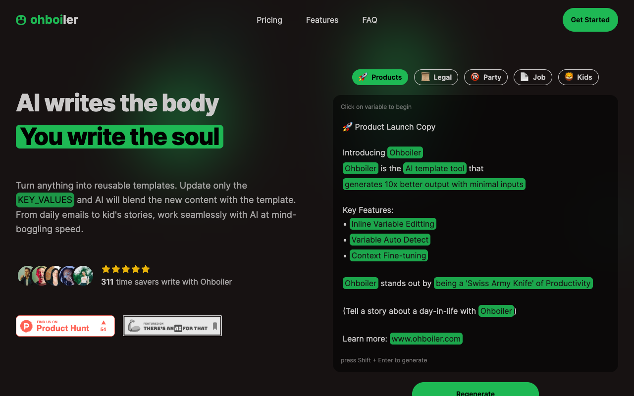 Ohboiler - Redefining Custom Writing Templates with AI Speed and Personal Touch
