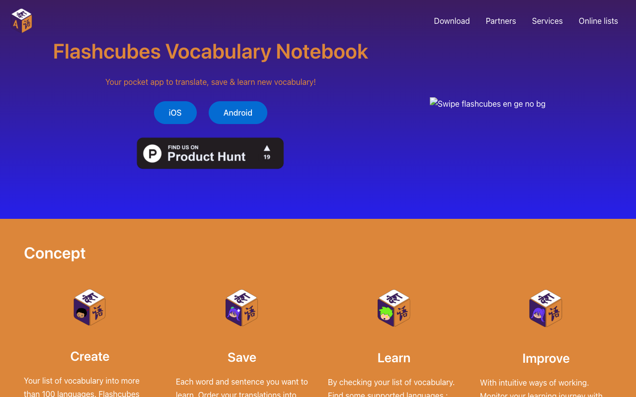 Flashcubes Vocabulary Notebook - Your Mobile Vocabulary Learning Companion Language Learning Education Technology