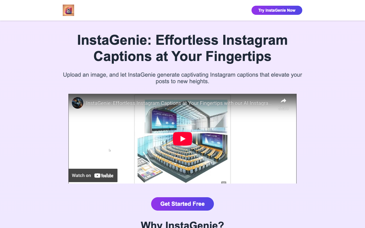 InstaGenie - Effortless Instagram Captions with AI Generator