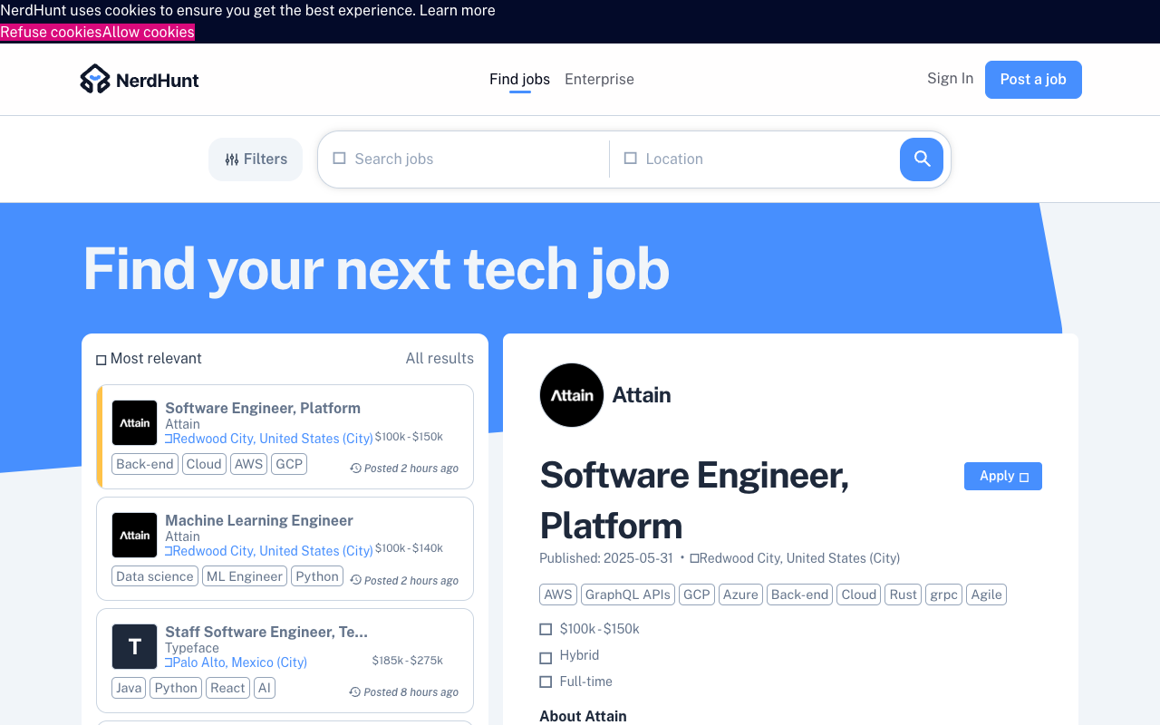 NerdHunt - Discover the Latest Tech Job Opportunities