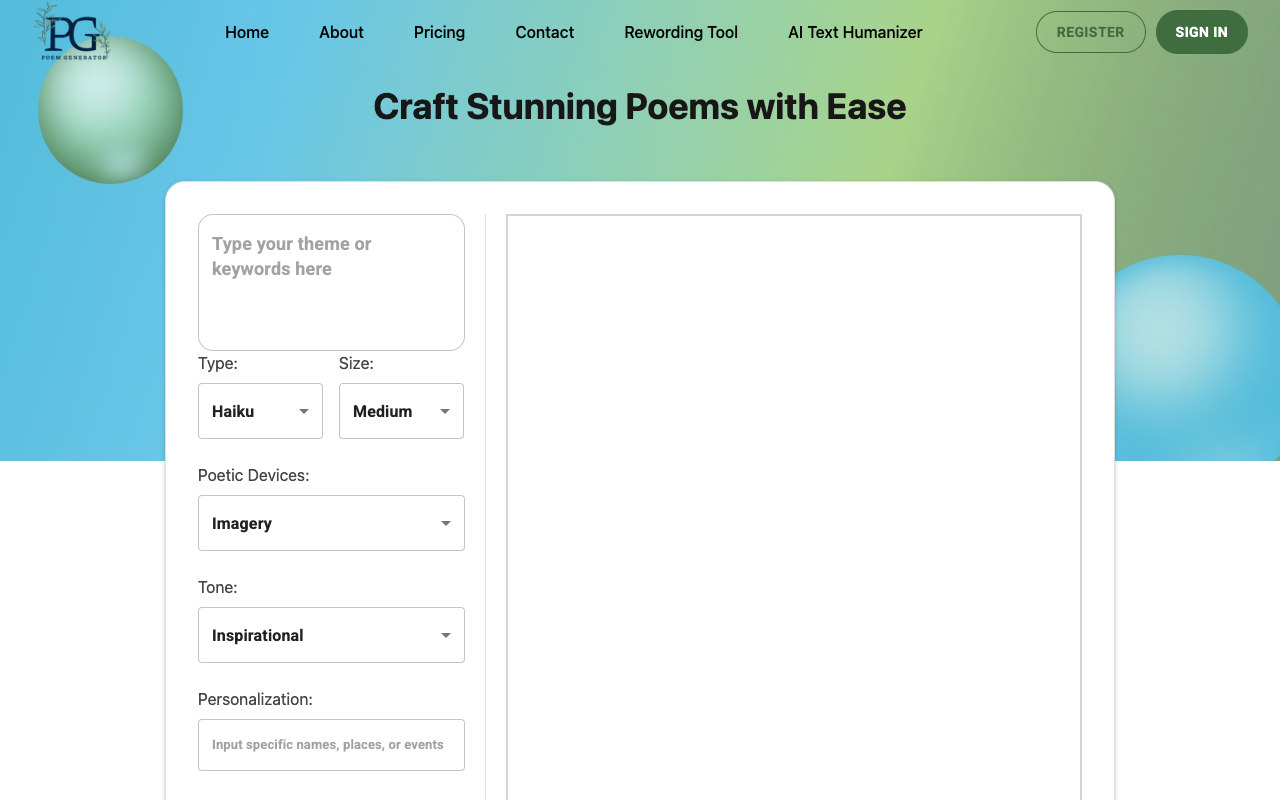 PoemGenerator - Your Online AI Poem Crafting Companion