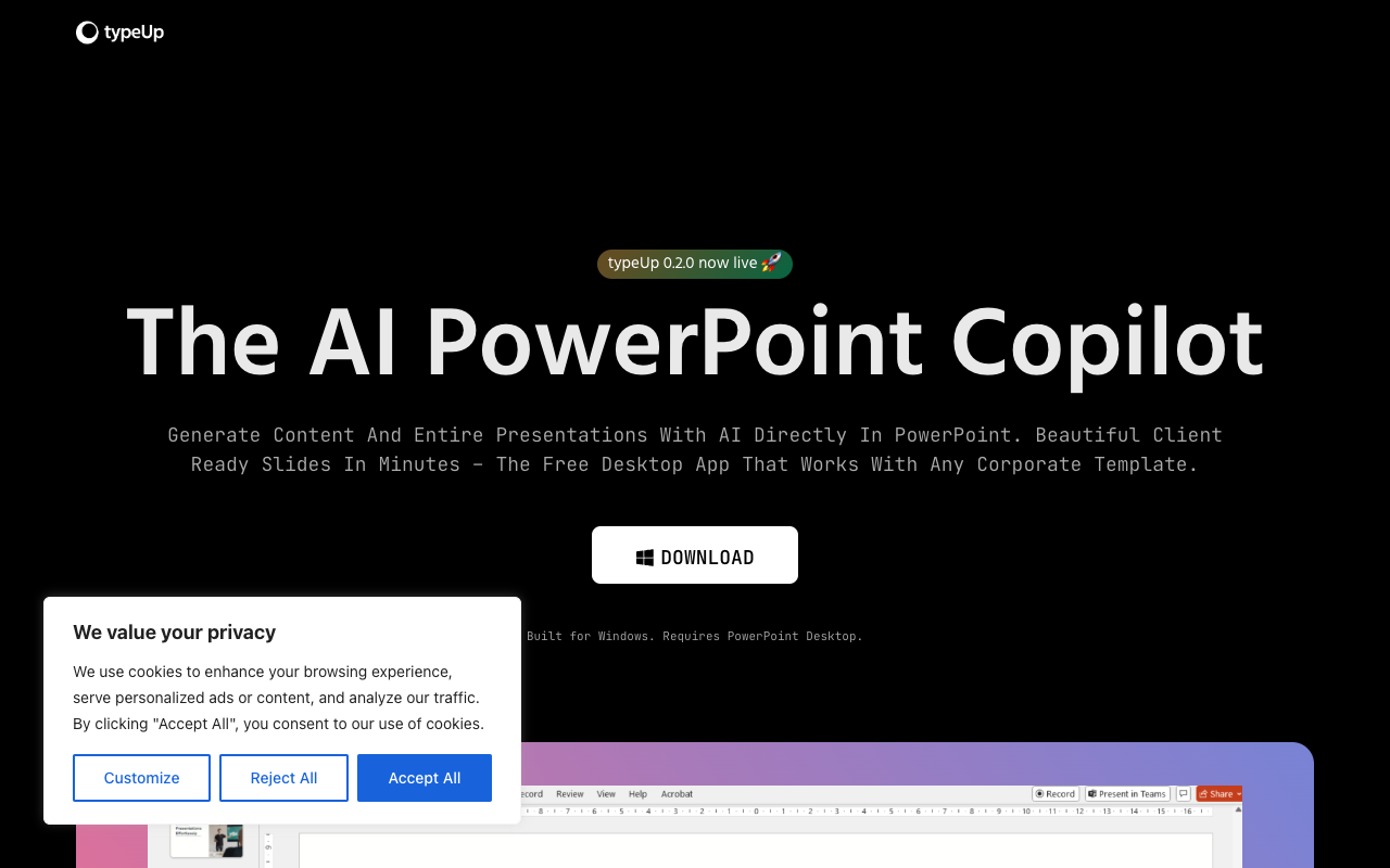 TypeUp - Accelerate PowerPoint Content Creation and Formatting