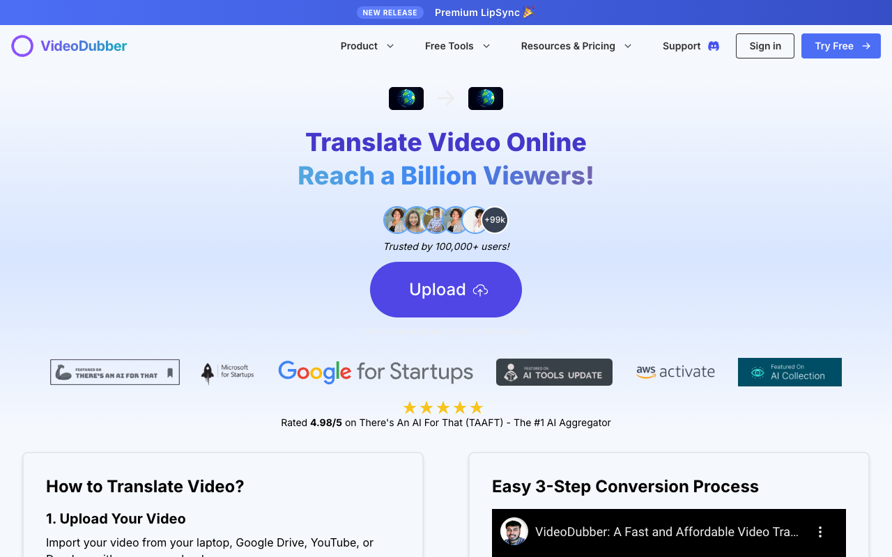 VideoDubber - Fast Video Translator with Voice Cloning Video Translation AI Voice Cloning
