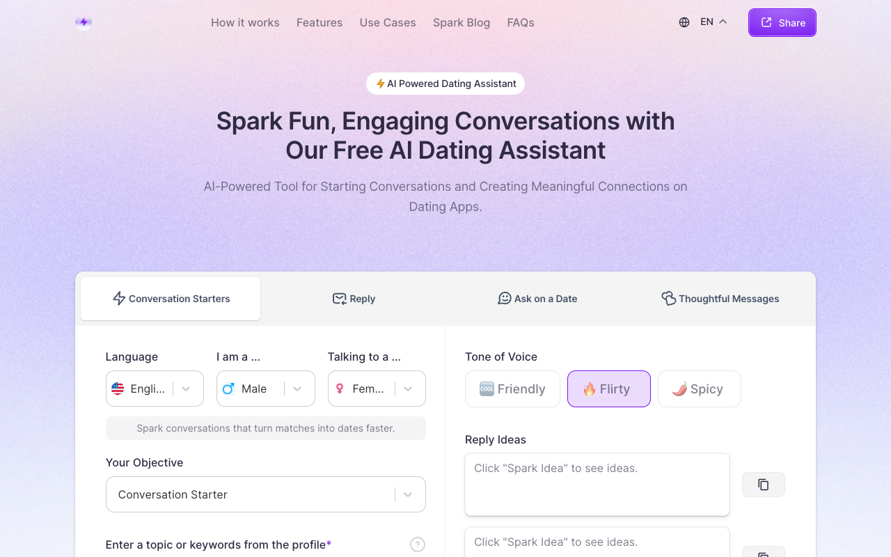 WithSpark AI - Enhance Your Dating Experience with Free AI Dating Assistant