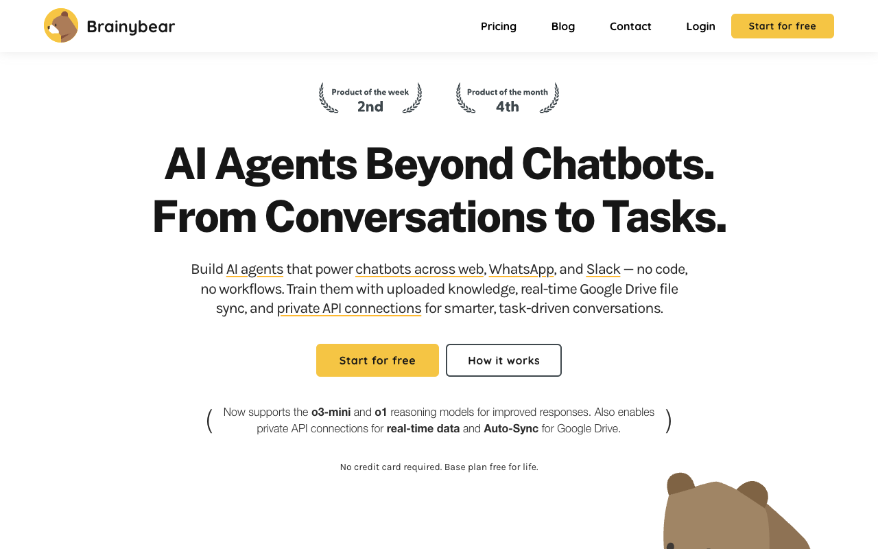 BrainyBear - Simplifying AI Chatbot Training for Instant Customer Assistance