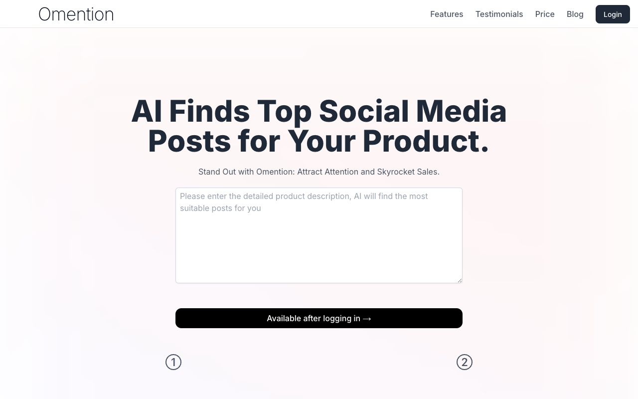 Omention - AI Finds Top Social Media Posts for Your Product