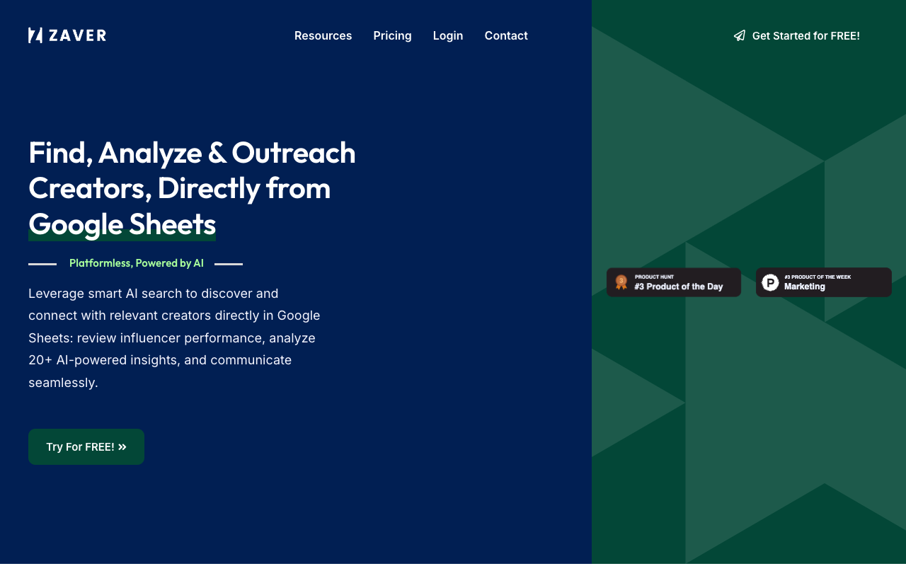 Zaver - Simplify Influencer Marketing with Google Sheets Integration