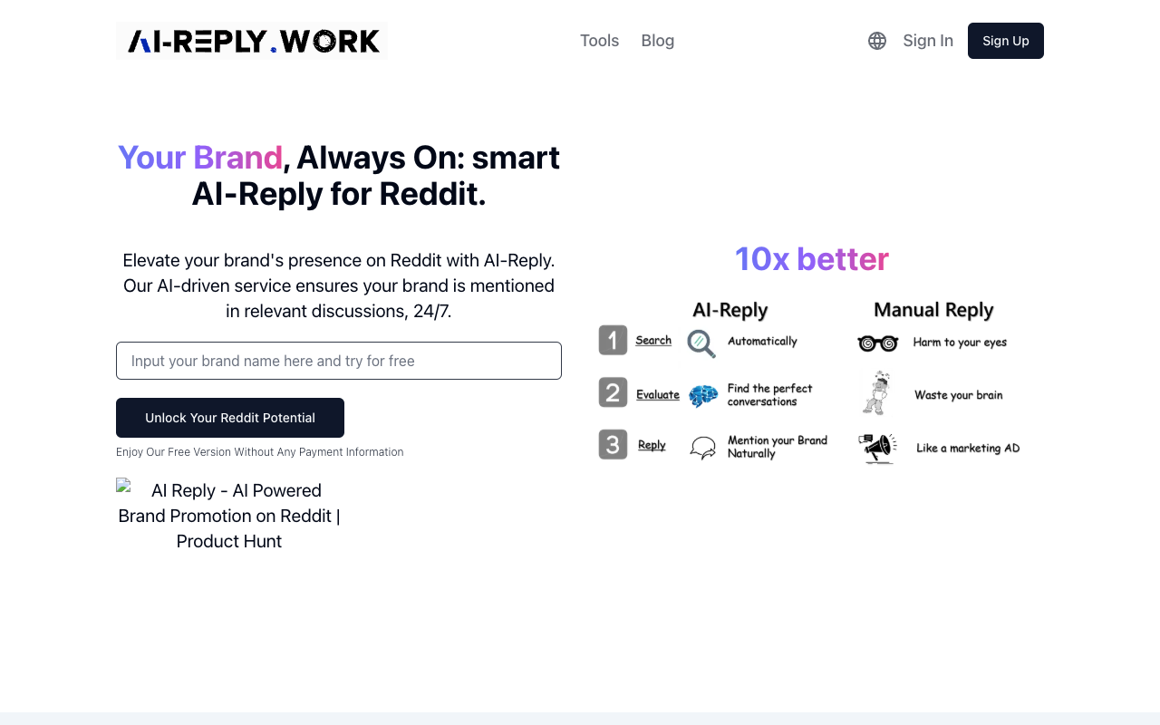 AI-Reply - Elevate Your Brand's Presence on Reddit with AI-Powered Service