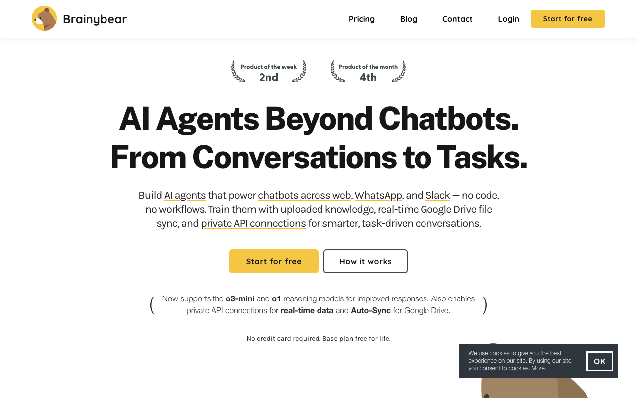 BrainyBear - Simplify AI Chatbot Training in 3 Clicks