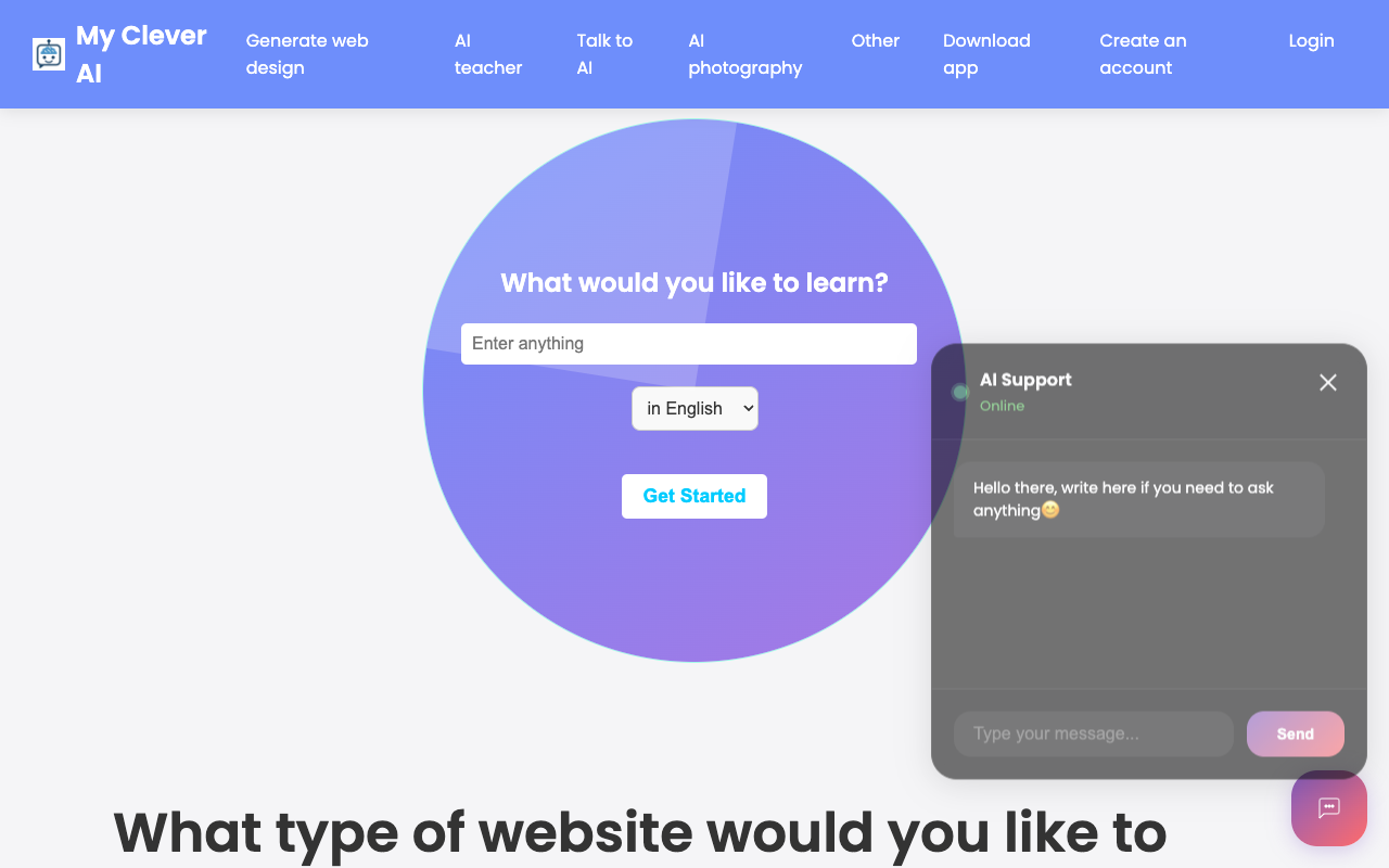 MyCleverAI - Your AI Website Design Generator