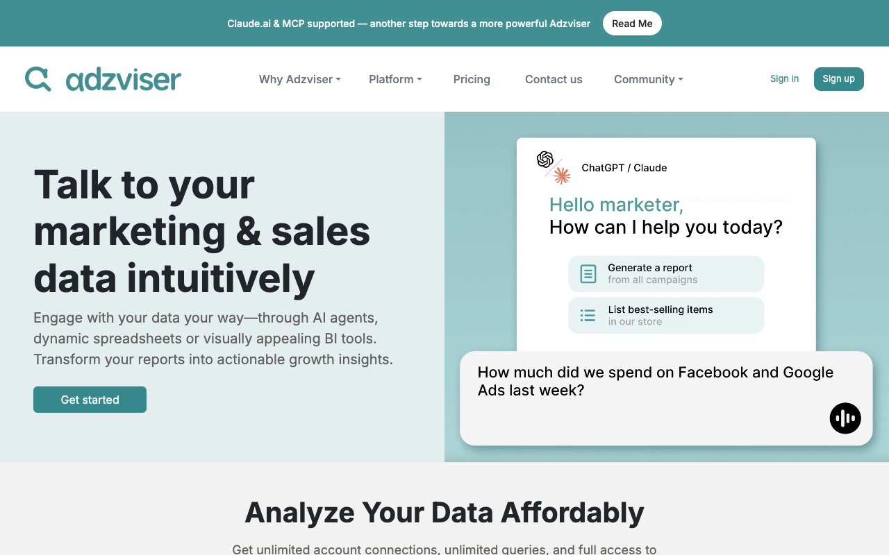 Adzviser - Streamlining Marketing Data Analysis with ChatGPT, Sheets & Looker