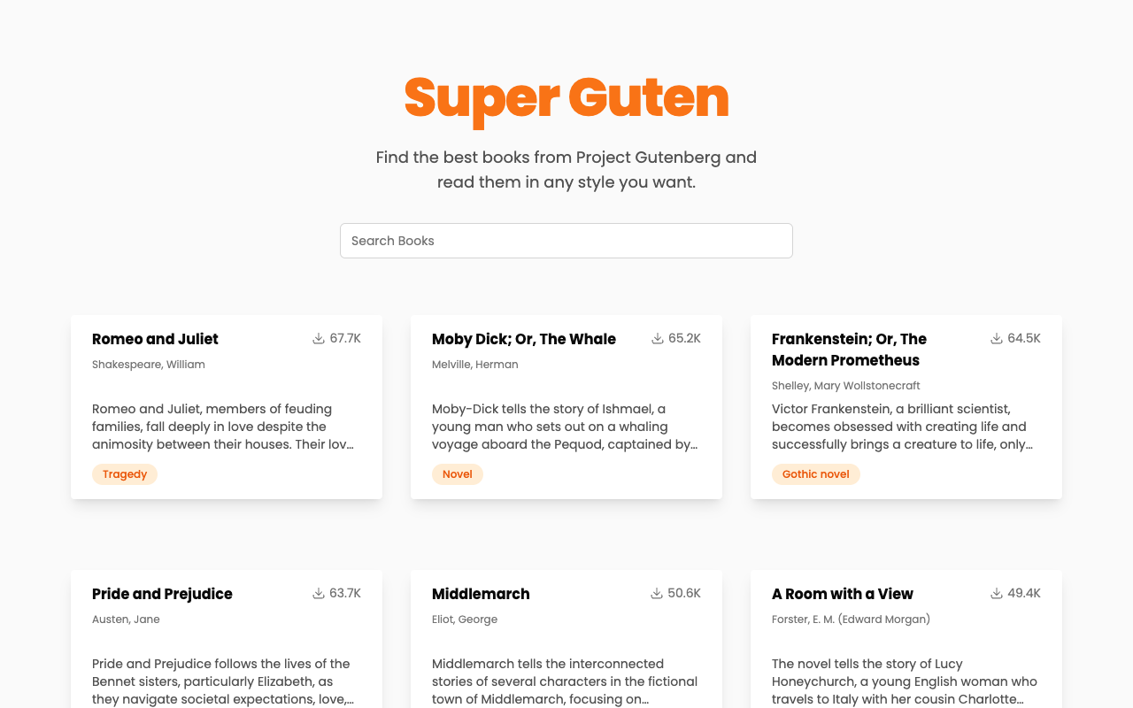 Super Guten - Transforming Classic Books into Modern Styles Literature Technology