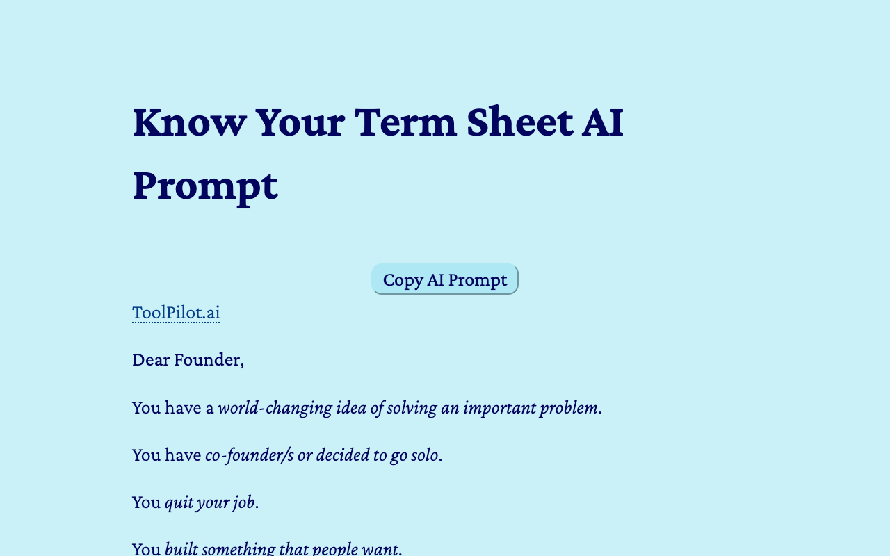 Know Your Term Sheet - Deciphering VC's Legal Document with AI