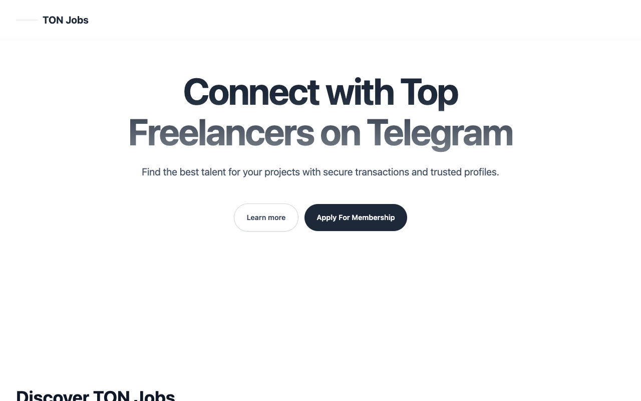 TON Jobs - Connecting Top Freelancers on Telegram