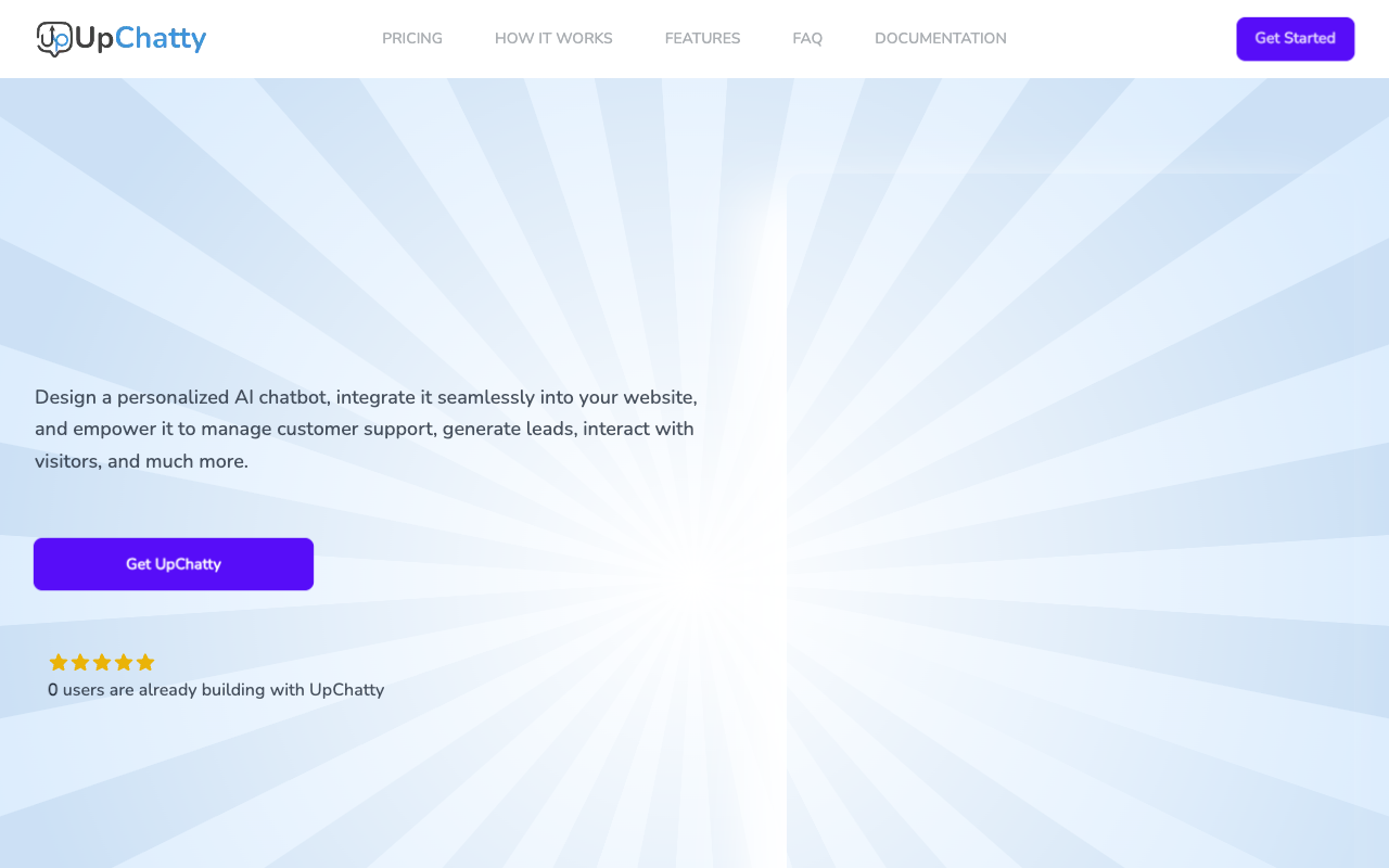 UpChatty - Personalized AI Chatbot Solution for Websites