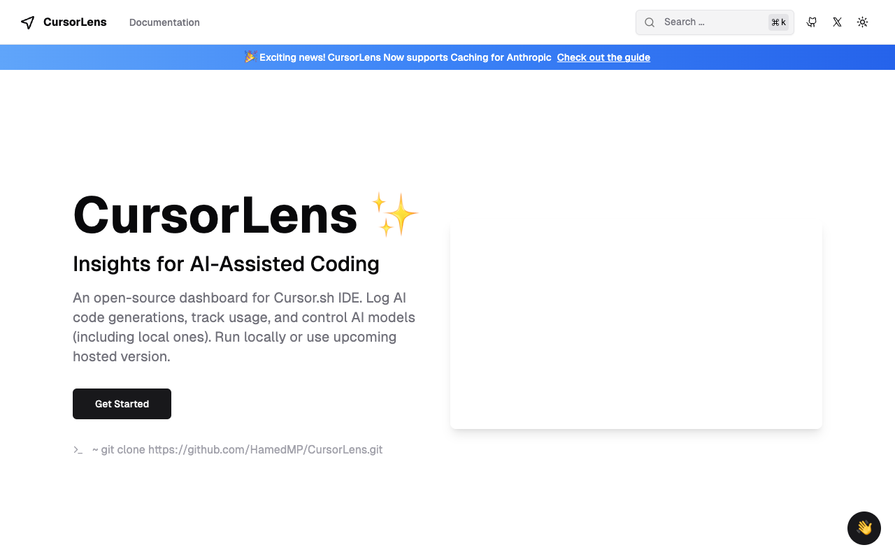 CursorLens - Open Source dashboard and analytics for Cursor IDE