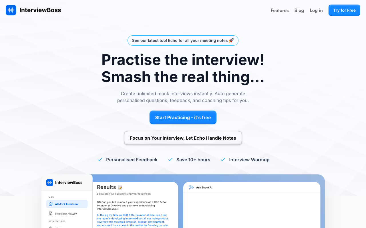 InterviewBoss - Elevate Your Interview Skills with Personalized AI Feedback