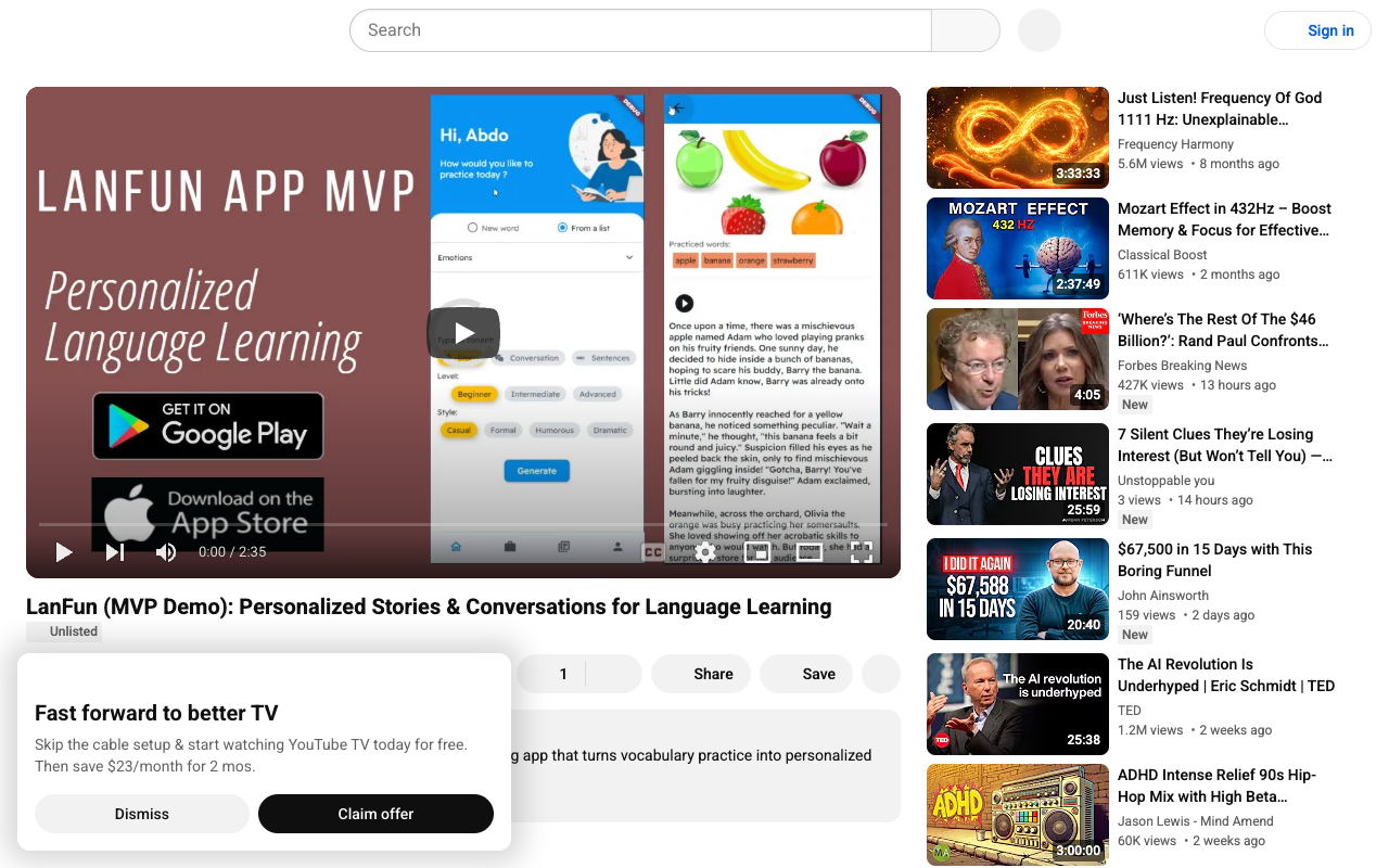 LanFun - Enhance Language Learning with Personalized Content Education Language Learning