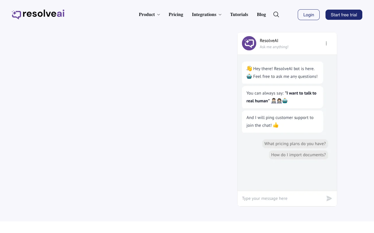 ResolveAI - Instant custom AI chatbot for your business