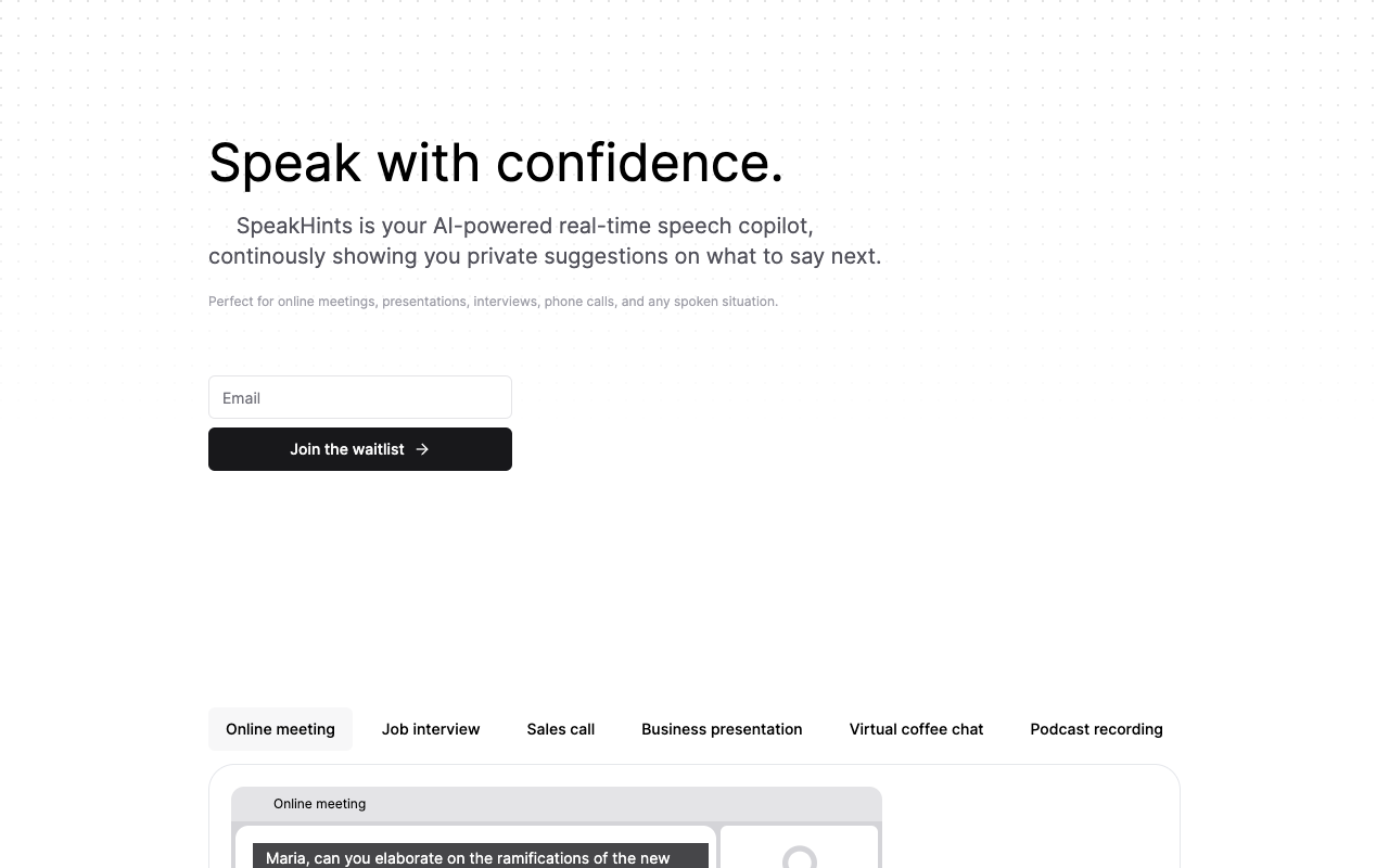 SpeakHints - Your AI-powered Real-Time Speech Copilot