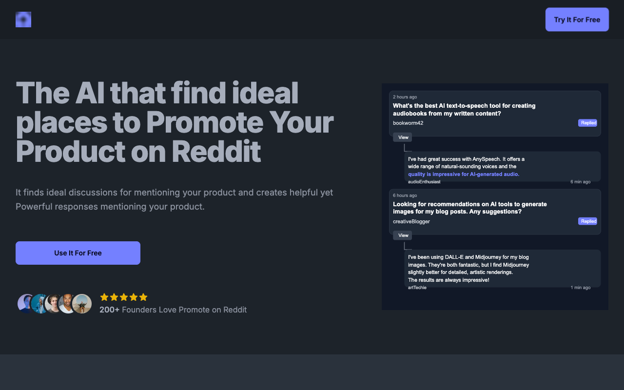 Promote On Reddit - Your AI-Powered Product Promotion Partner AI Marketing