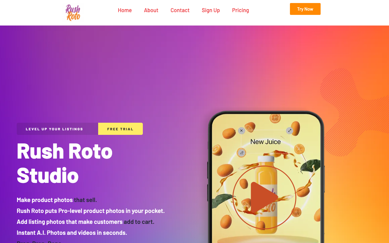 RushRoto Studio - Instant Product Photo Generation with A.I.