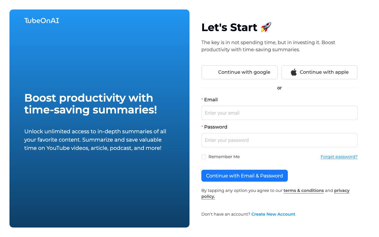 TubeOnAI - Simplifying Content Summarization for Enhanced Productivity AI Productivity