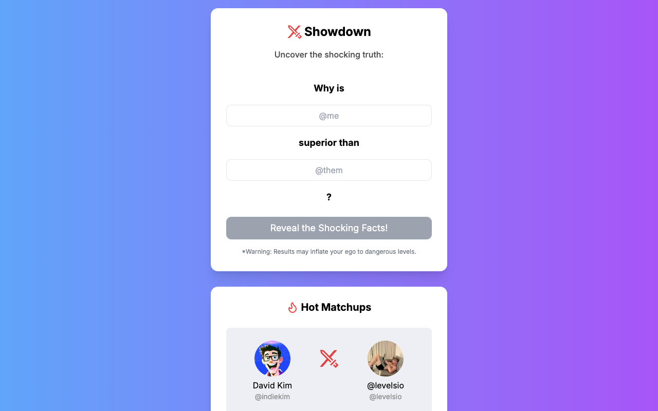 X Showdown - Your AI-Powered Ultimate Twitter Battle
