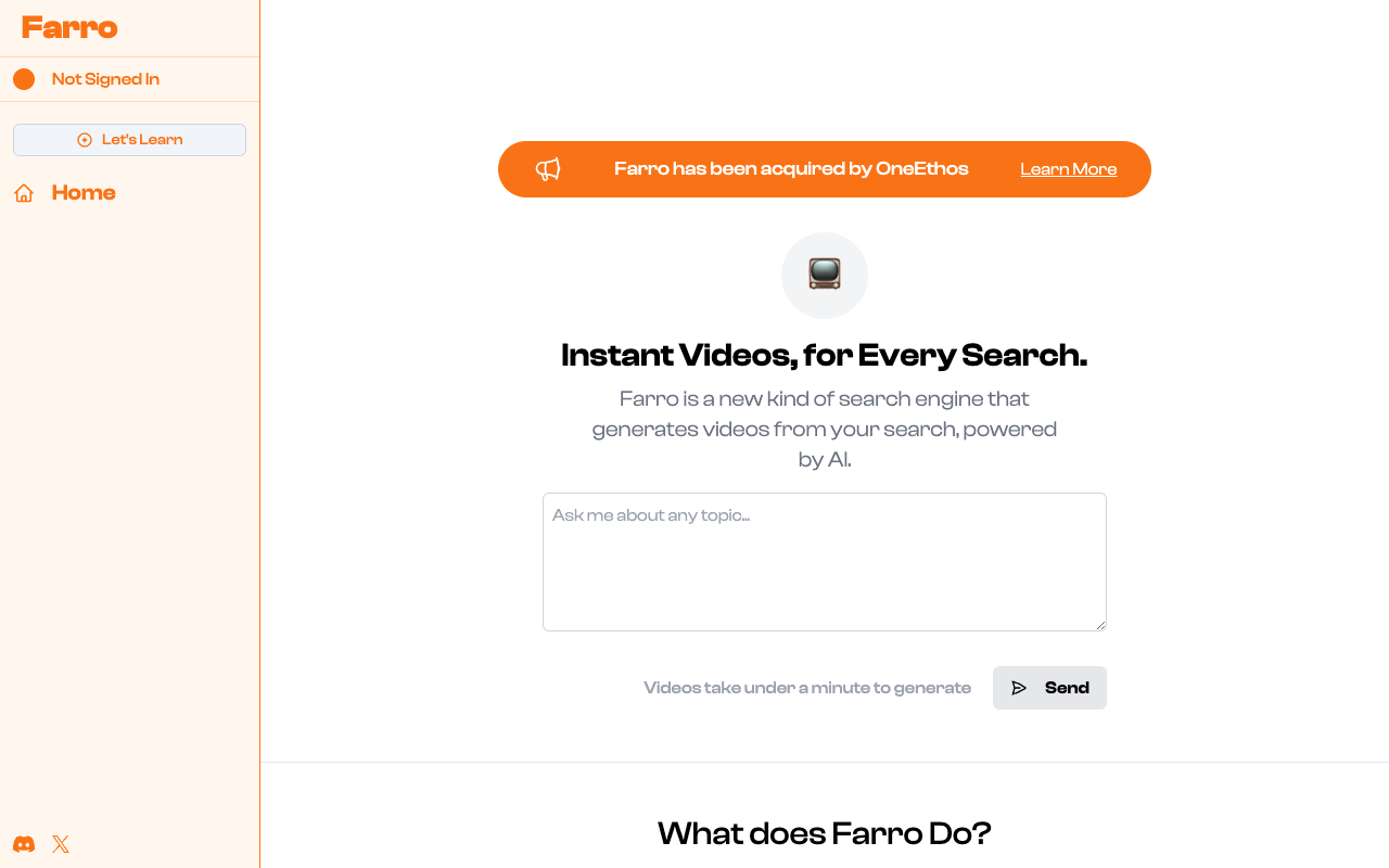 Farro - AI-powered Search Engine for Instant Video Generation