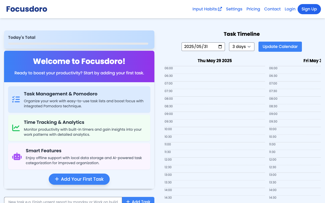 Focusdoro - Your All-in-One App for AI-Assisted Task Management and Time Tracking AI Productivity