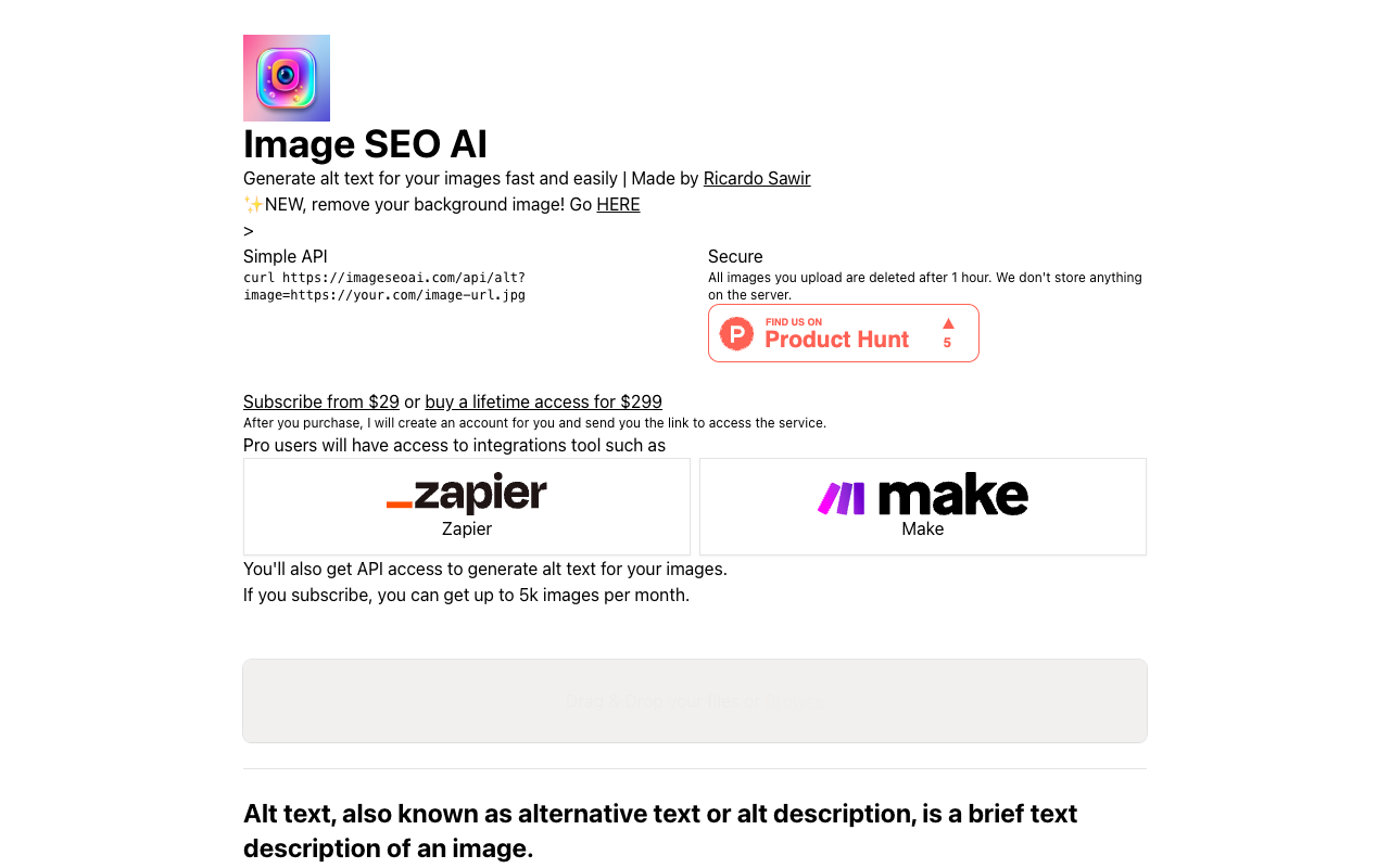 ImageSEOAI - Simplify Image Alt Text Generation