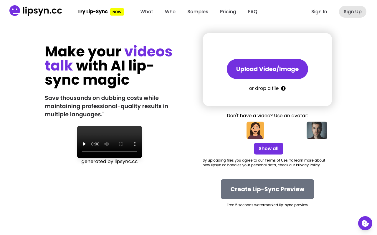 Lipsyncer.ai - AI Lip Sync Videos in Full HD Quality