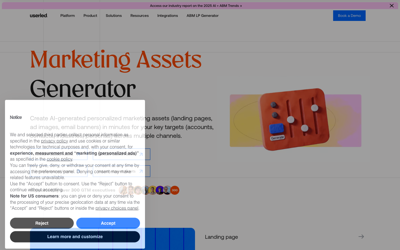 Userled Free Marketing Assets Generator - Instantly Create AI-Driven Marketing Materials Marketing AI Personalization