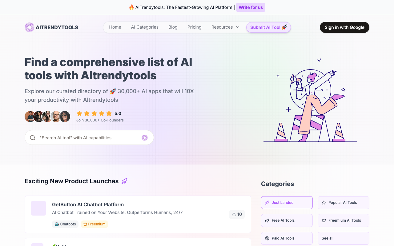AItrendytools - Platform for Discovering Latest AI Tools