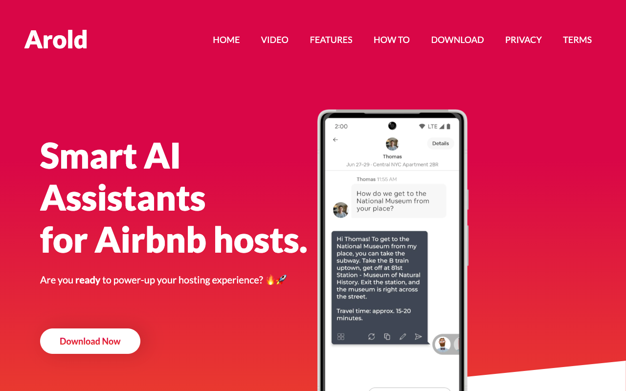 Arold - Enhance Your Airbnb Hosting with AI Assistant