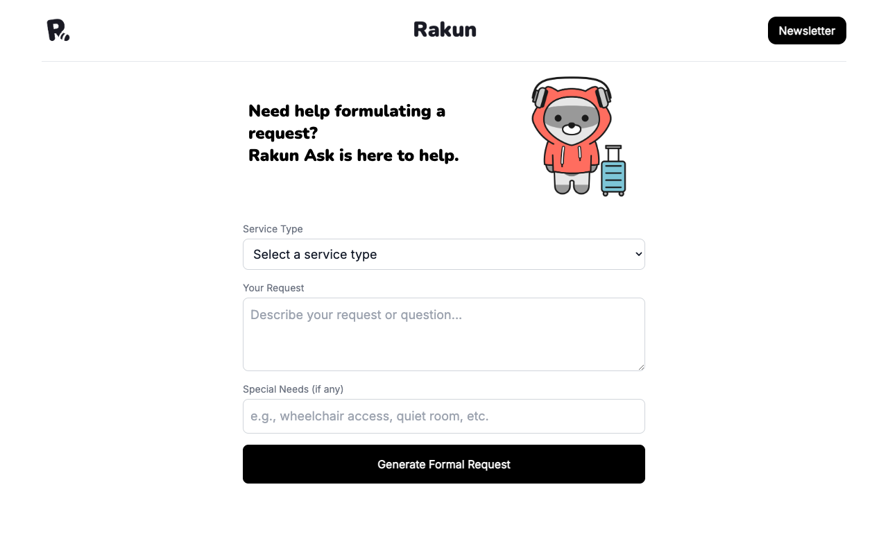 Rakun Ask - Simplify Your Requests to Hotels, Airlines, and Restaurants