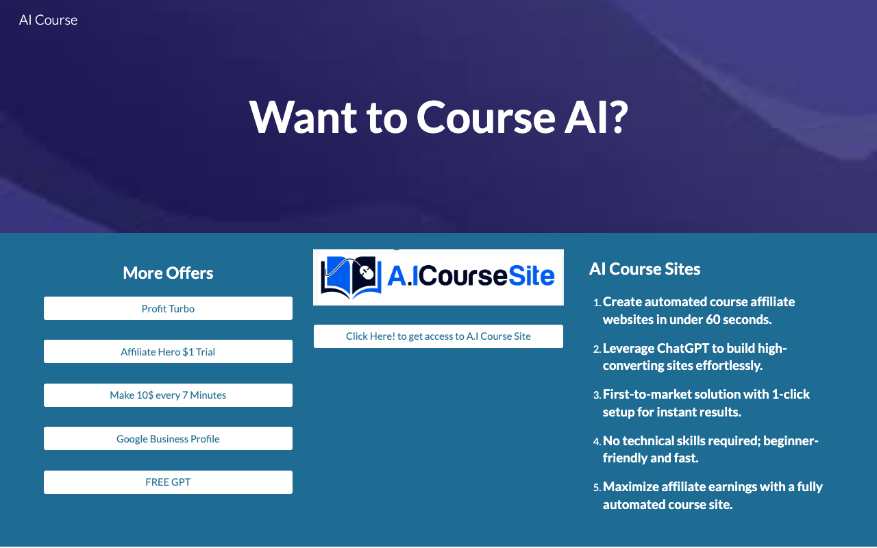 AI Course Site - Create Affiliate Marketing Websites in Seconds