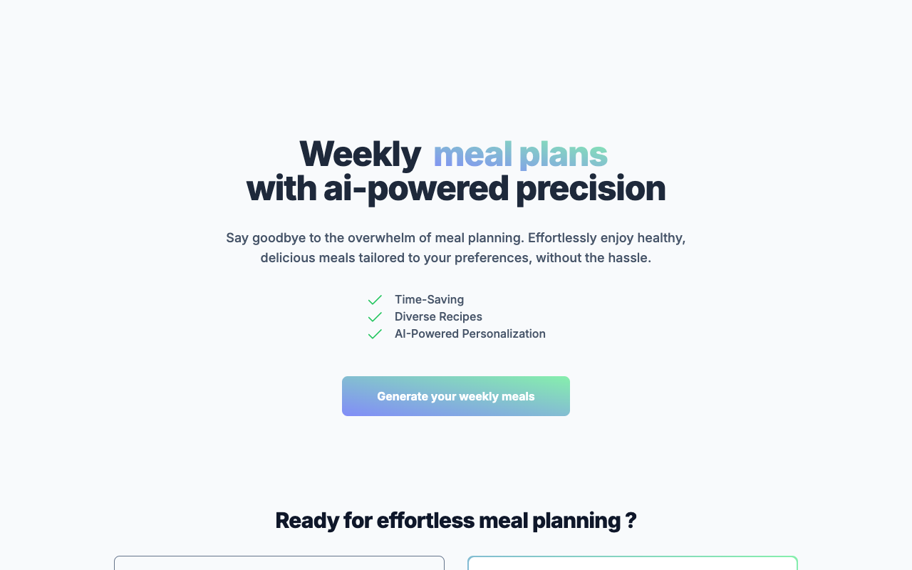 Foodr - Simplify Meal Planning with AI-Powered Weekly Meal Plans
