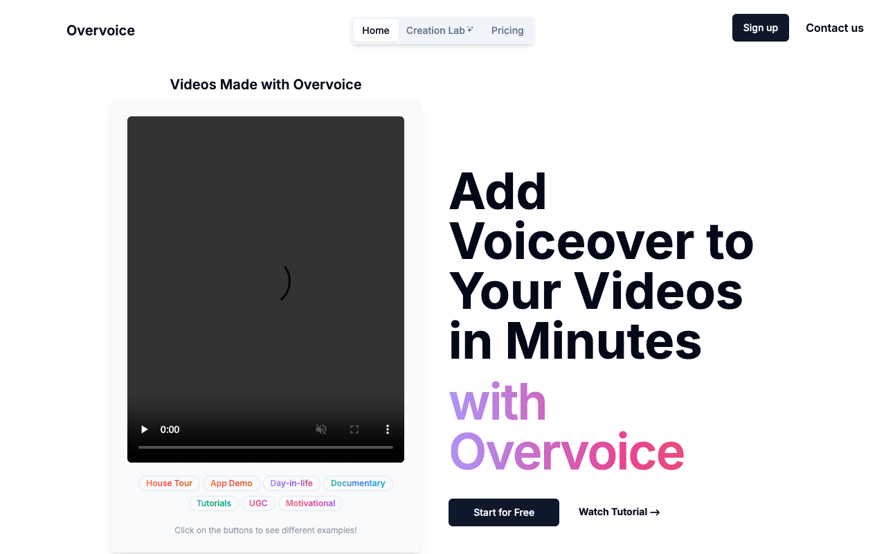 Overvoice - Simplify Video Voiceovers with GPT-4o and ElevenLabs